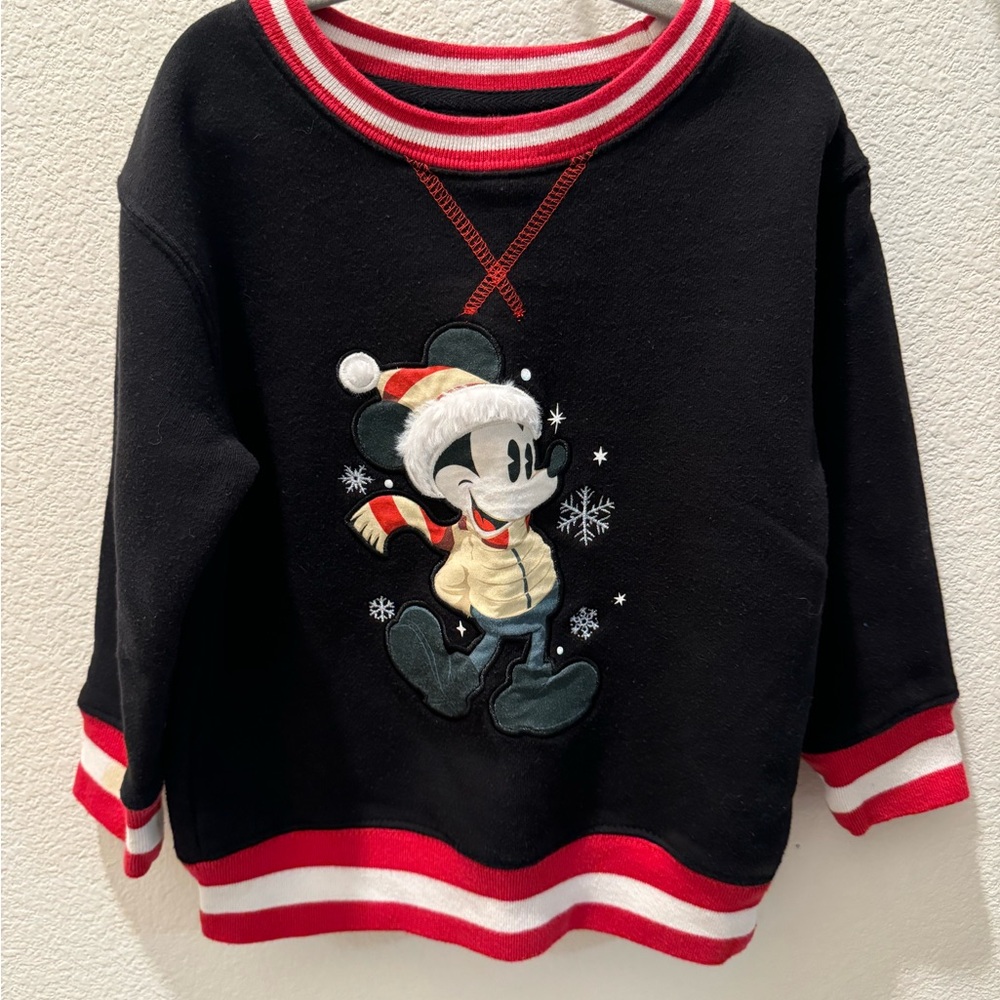 Disney Black Sweater with Red Trim and Mickey Mouse Design